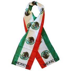 Trade Winds Mexico Mexican Country Lightweight Flag Printed Knitted Style Scarf 8"x60"