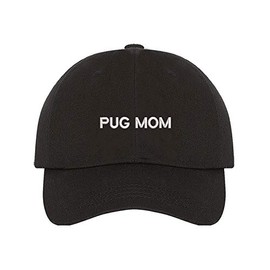 DSY Lifestyle Pug Mom Embroidered Baseball Hat - Pug Mom Dad Hat (Black)
