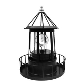 Hyuduo LED Solar Rotating Lighthouse Light Pillar Lights Solar Garden Lights Outdoor Garden Decoration Lantern for Column Lamp Lawn Light Wall Headlight