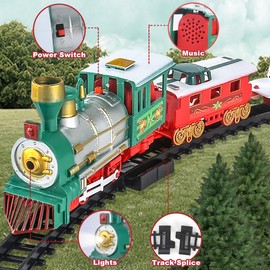 Train Set for Boys Kids, 41 Pcs Electric Train Toys for Christmas Tree, 2 Assembly Methods Include 4 Cars & 10 Tracks, Model Train Toy with Lights & Sounds for Toddlers Gifts Ages 3 4 5 6 7