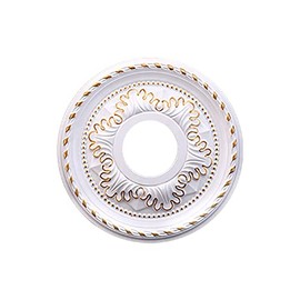 Primst PU Decorative Ceiling Medallion for Light Fixtures and Ceiling Fans, Molded Plastic, Gold and White Finish, (A-12.3" OD x 3.6" ID)