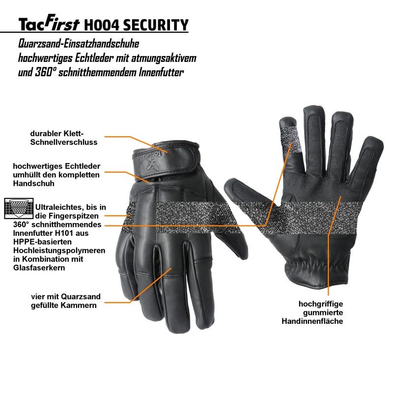 TacFirst Tactical Gloves Security Gloves, Unisex, TacFirst Einsatzhandschuh SECURITY, black,