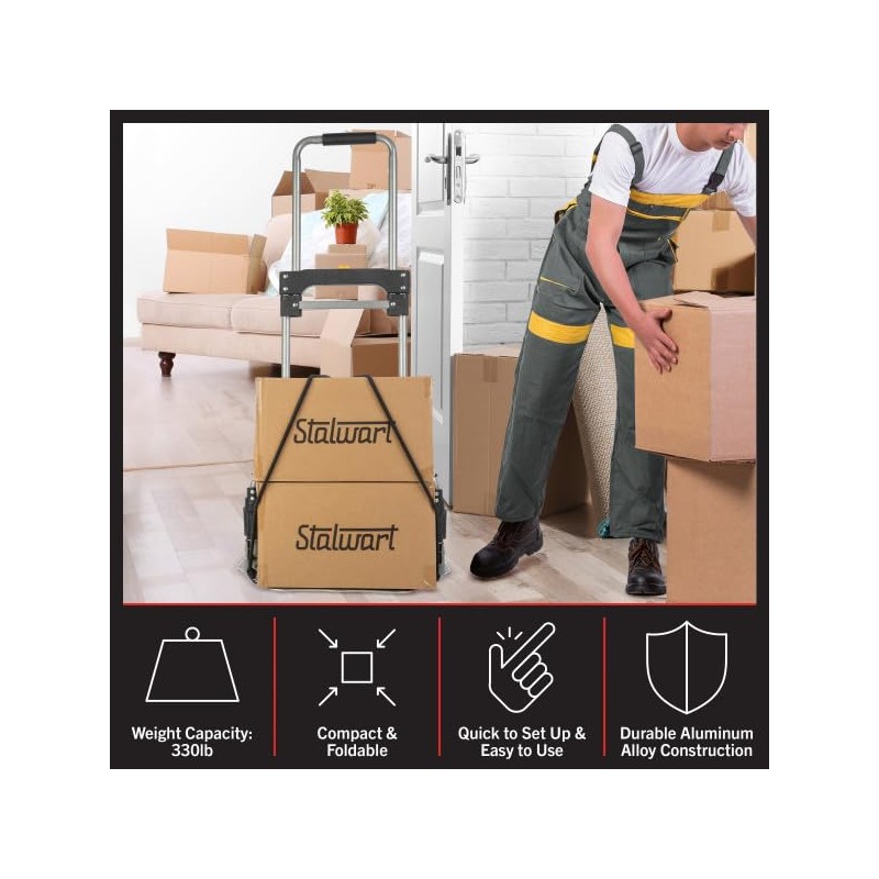 Dolly Cart with Collapsible Handle - Folding Hand Truck with