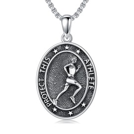 ROMANTICWORK Sports Chain 925 Sterling Silver Hockey / Running / Football / Volleyball Pendant Necklace Sports Jewellery Gift for Women Men Boys Girls, Sterling Silver