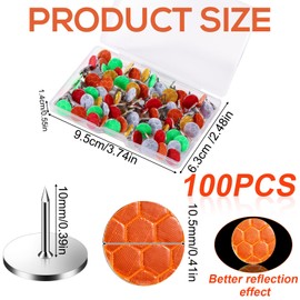 XIHIRCD Pack of 100 Reflective Thumbtacks for Marking Hiking Trails, Luminous Thumbtacks, Reflective Path Markings, Reflective Thumbtacks for Hunting, Camping, Tree Stand (5 Colours)