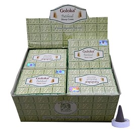Incense Cones Goloka Patchouli Dhoop Cones 12 Boxes 120 Cones with Holder Fragrance Aroma Bulk Pack Supply
