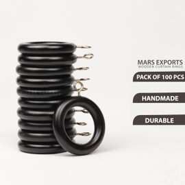 100 Pack Wooden Curtain Ring, Wood Drapery Ring, Drapes Curtain Rod, Shower Curtain Rings, 1.15 Inner Diameter, Fits up to 1 in Curtain Rod Ring, Black Curtain Rings,Pinch Pleat Curtain Hooks