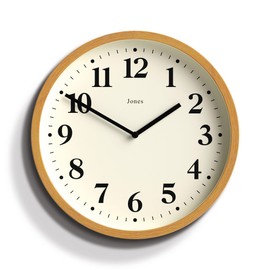 Jones Clocks® Lodge Wall Clock - Modern Wall Clock - Small Wall Clock - Wood Effect Case - Minimalist Dial (Medium Faux Wood)