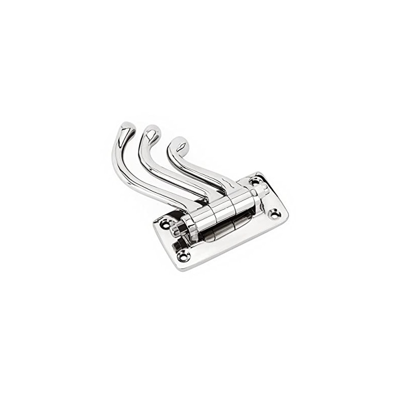 NKlaus Swivelling Triple Coat Hook - Solid Brass, Silver -