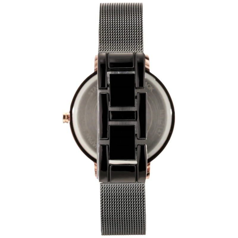 NINE WEST Women's Mesh Bracelet Watch, Dark Gunmetal Grey/Rose Gold,