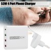 53W 4 Port Mobile Phone Charger 20W PD QC3.0 Fast