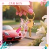 Choleeki Cute Initial Letter Keychain for Women Girls with Pink