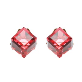 Aeravida 3,5 mm orange-rote Kristall-Würfel-Ohrstecker aus 925er Sterlingsilber | Geschenk für Frauen | baumelnde Ohrringe aus Sterlingsilber | Ohrringe für Frauen | modische Kristall-Ohrringe,
