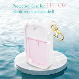 TERPINK TERPINK Silicone Case Compatible with Touchland Hand Sanitizer Spray, Protective Case with Keychain for Power Mist and Glow Mist 1 fl oz, Hand Sanitizer Spray Accessory (Glitter Sequin White)