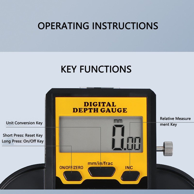 Digital Depth Gauge 0.01mm Resolution Woodworking Height and Depth Measurement