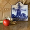 Dutch Windmill Porcelain Cheeseboard with Cork Backing