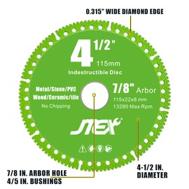 JTEX Indestructible Disc for Angle Grinder with 4-1/2 Inch Diameter, 7/8" Arbor, Multifunctional Diamond Cutting Blade for Metal, Stone, Wood, Tile, Concrete, PVC Pipes(3-Pack)