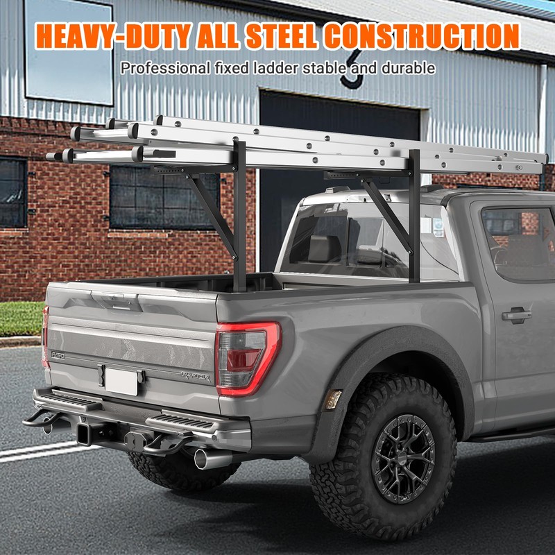 Ladder Rack for Pickup Load 250 Lbs,44.5"-49.5" Adjustable Height, 19"-34
