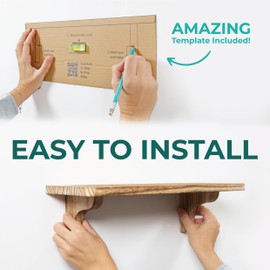 Real Wood Farmhouse Wall Shelf - 17 inch (6 Pack) - Easy to Install, Template and Video Included - Long Shelf for Bedroom, Easy Shelves for Wall, Wall Shelves for Bedroom