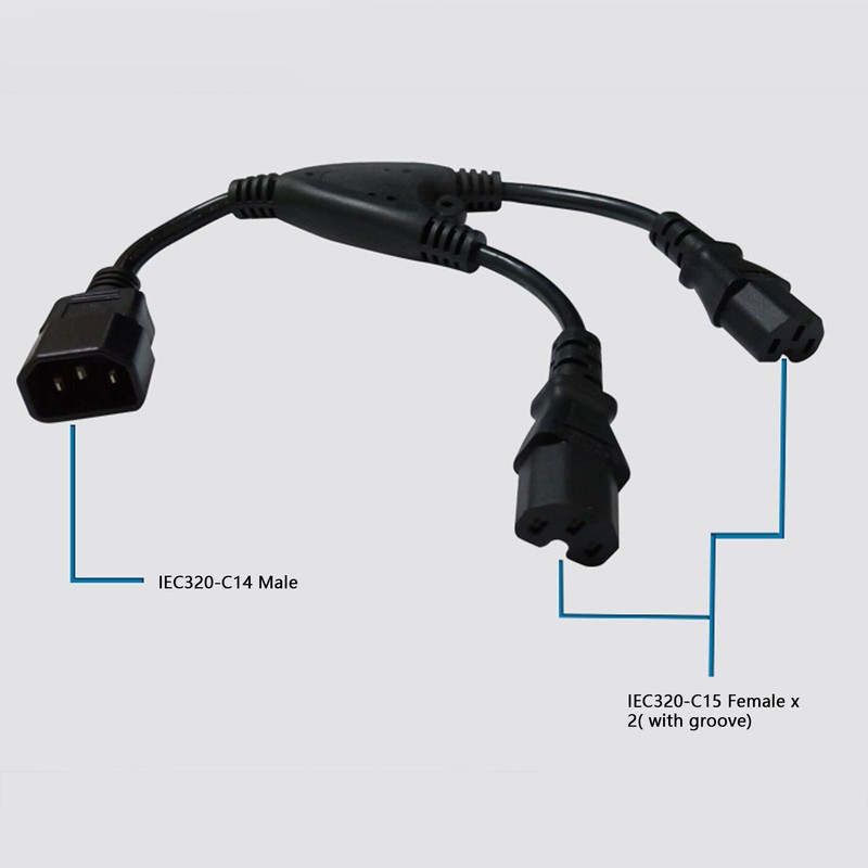 Power Cable Splitter Y Shape 30cm IEC320 C14 Male to