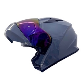 KRN Adult Motorcycle Helmet Modular Flip-up Helmet DOT Approved - Street Racing Crash Helmet with Color Visor & Balaclava -Gloss Gray (S)