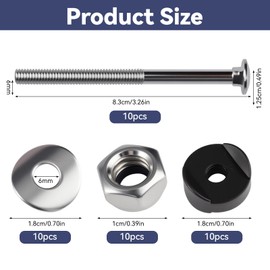 Pack of 10 trampoline screws, M6 trampoline replacement parts, galvanised steel trampoline accessory set, trampoline screw with spacer, trampoline attachment for attaching the trampoline for