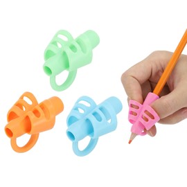 PATIKIL Handwriting Pencil Grippers, 3 Pcs 3 Fingers Pencil Grips Handwriting Aid Tool Writing Posture Correction Ergonomic Training Pencil Holder for Classroom, Light Blue,Green,Orange