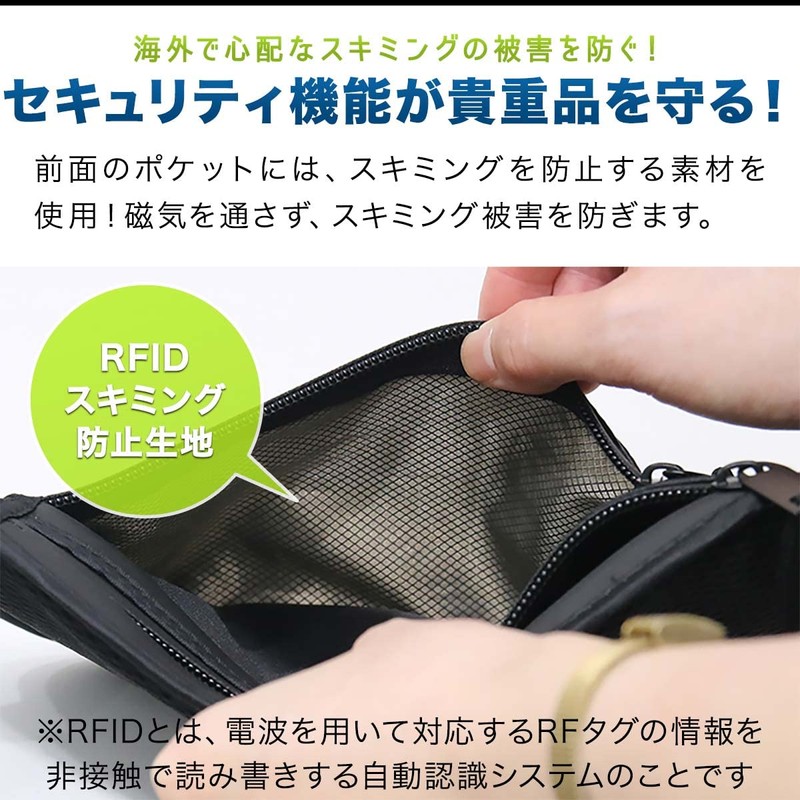 Field Door Security Pouch, Fanny Pouch, Secret Pouch, Black, Thin,