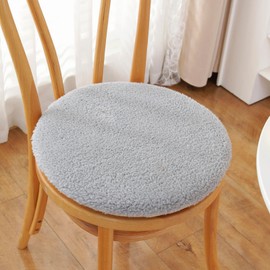 Plush Faux Lambswool Chair Cushion with Zip, Winter Warm to Keep Warm, Non-Slip, Removable, Washable Seat Cushion, Round, Chair Cushion for Home and Garden for Children and Adults (Grey, 30 cm)