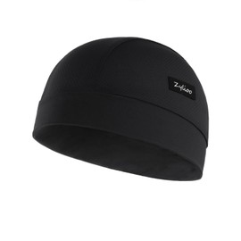 Zylioo X-Large Summer Helmet Liner for Big Heads, UPF 50 Sun Protection Cycling Cap, Skull Cap Sweat Wicking Black
