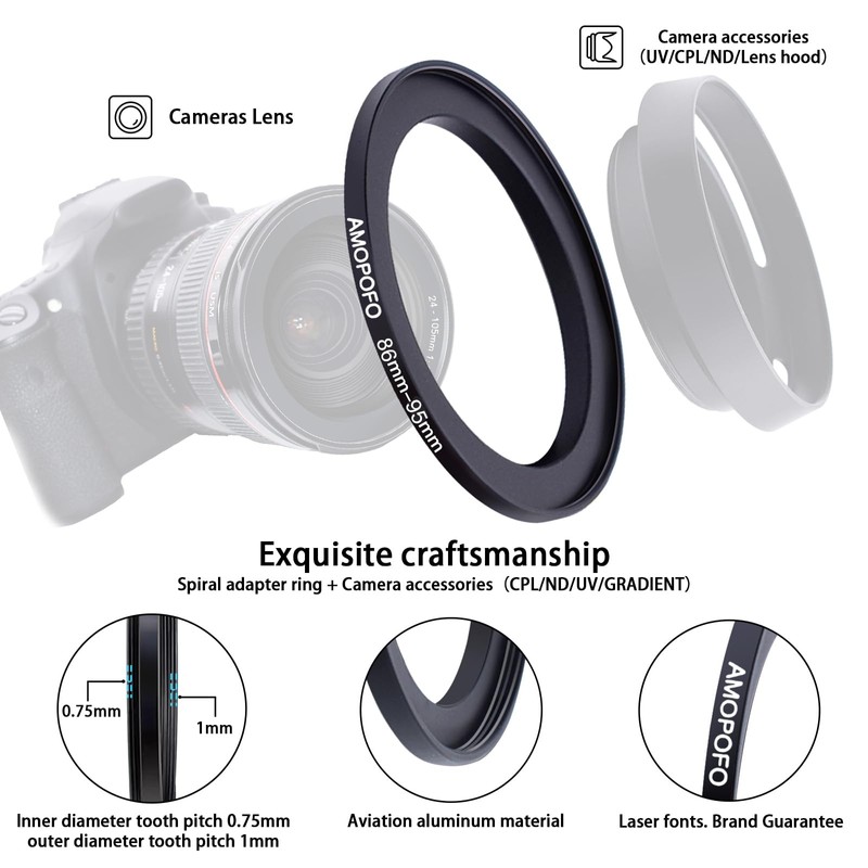 86mm to 95mm Camera Filter Ring/86mm to 95mm Step-Up Ring