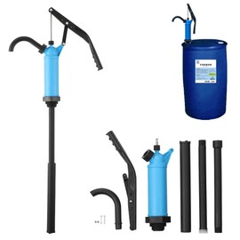 EWANYO Lever Action Barrel Pump Transfer Fuel Diesel Hand Pump Fits 5 to 55 Gallon Drums for Conveying Pumping Water Oil Fuel Lubricants Solutions and Other Liquids 134 cm / 53 inch, Blue