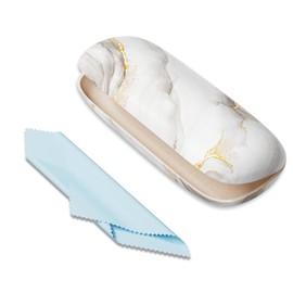 ZAXMEY Eyeglasses Case, Portable Hard Shell Protective Case For Glasses, Eyeglass Holder Box for Women and Men with Cleaning Cloth, Grey Marble