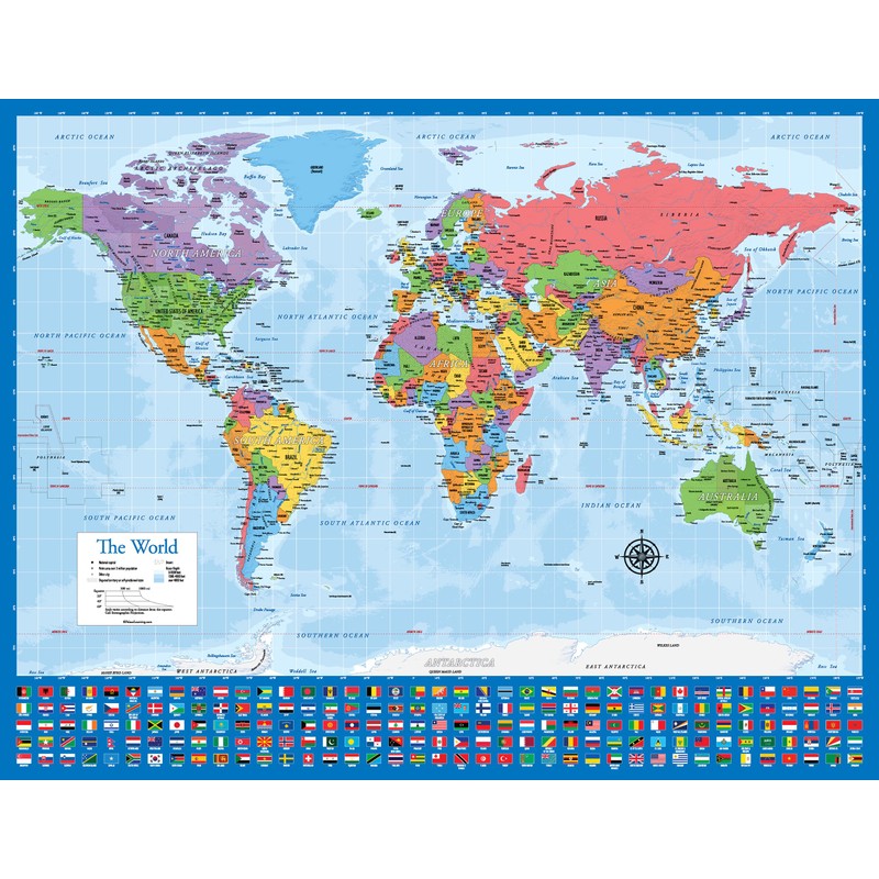 2 Pack - Giant World Map & US Map Poster