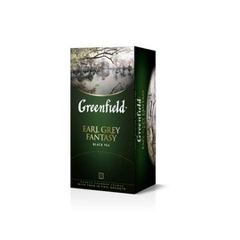 Greenfield Earl Grey Fantasy Flavoured Black Tea, Flavoured Black Tea, Sri Lanka, 25 Double Chamber Tea Bags and Labels in Foil Bags, (25 x 2 g), 50 g