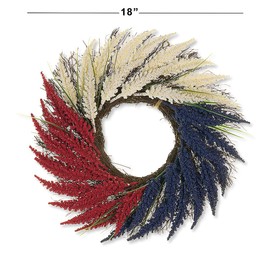 Lillian Vernon Red, White, and Blue Heather Wreath - Seasonal Front Door Decorations, Indoor & Outdoor Porch, 4th of July, Large 18 Inch Decorative Wreaths