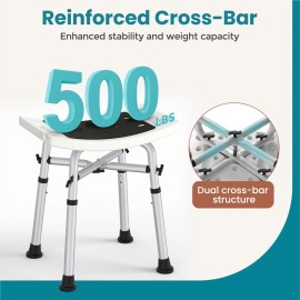 WAYES Adjustable Medical Shower Chair Bath Tub Seat Bench Stool, Max.500 Lbs