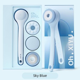 Oh,XIYU. Electric Body Scrubber Bath Brush | Dual Handle,3 Rotating Brush Heads,Personal bodyscrubber Skin Care Beauty Tool Cleaning Shower - Color: SkyBlue
