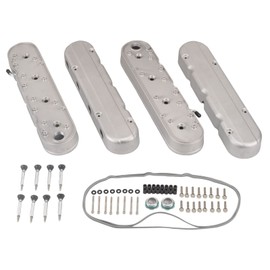 TBAPFS Cast Aluminum Valve Covers with Coil Mounts Compatible with GM LS Smooth Small Block SB V8 293 325 376 427 - Silver