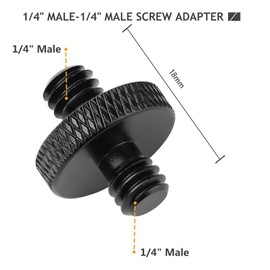 Lyfengdeam 6 Pcs 1/4 Male Threaded Tripod Adapter Double Head Stud Standard Mounting Thread Converter for Camera Tripod Mic Stand Mic Mount Light Stand DSLR Camera Shoulder Mount (Black)