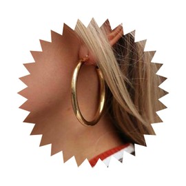 Cybche Vintage Thick Large Hoop Earrings Gold Tubular Hoop Earrings Chunky Circle Hoop Huggie Earrings Circle Tube Earrings Jewellery for Women, Zinc, No Gemstone