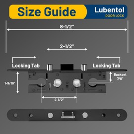 2 Point Bolt Mortise Lock Body, Special Used for Pella Storm Door Lock Replacement; Faceplated Screw Hole Center Spacing: 7-1/4 ", PZ:2-1/2 ", 2 Bolts Spacing:2-1/2 ". Non-Handed (Black)
