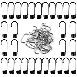 3/8 inch Plastic-Coated Bungee Shock Cord Hook, 30 PCs Plastic Coated Bungee Cord Hooks Spiral Bungee Hooks Wire Hooks End for Elastic Rope Strapping Tap Camping Tarps Covers Boating Outdoor etc