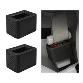 povtii 2PCS Car Seat Belt Buckle Holder, Silicone Auto Seatbelt Buckle Booster Makes Receptacle Upright Buckling, Easy Access Seat Belt Buckle Safety Cover for Kids, Car Accessories (Black)