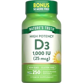 Nature's Truth Vitamin D3 1000 IU Softgels | 250 Count | High Potency | by Nature's Truth