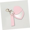 PACKOVE Heart Shaped PU Makeup Mirror Keychain Portable 360° Rotating