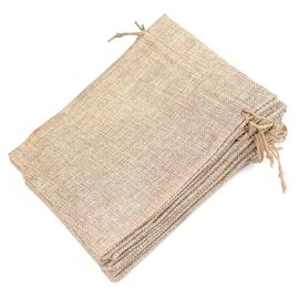 Set of 10 Jute Sachet Bags Khaki Linen Gift Bag Jewelry Pouch Drawstring Bag Burlap Bag Storage