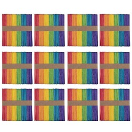 Ideen mit Herz Wooden Sticks | Wooden Spatulas | Wooden Ice Sticks | Wooden Spatula | 6 Colours | 4.5" Long | 0.4" Wide | 600 Pieces (Colourful)