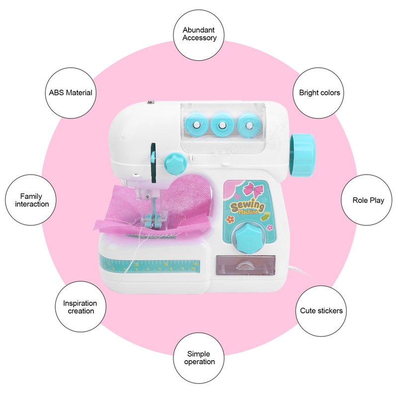 Kids Sewing Machine Toy Kit Portable W/Model Tape Scissor Threader