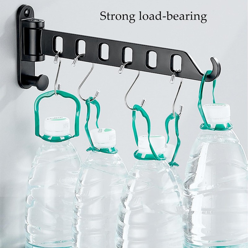 Aluminium Wall Clothes Rack Coat Hook Foldable Balcony 180° Rotating